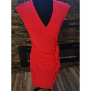DB established 1962 Women Red sleeveless V neck Dress Size 8 Fitted